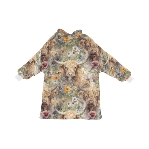 Kids HighlandCowSage Blanket Hoodie