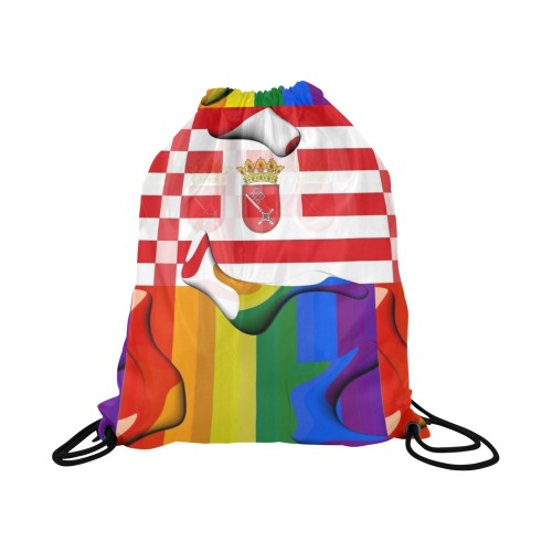 Bremen Pride Flag Pop Art by Nico Bielow Large Drawstring Bag Model 1604 (Twin Sides)  16.5"(W) * 19.3"(H)
