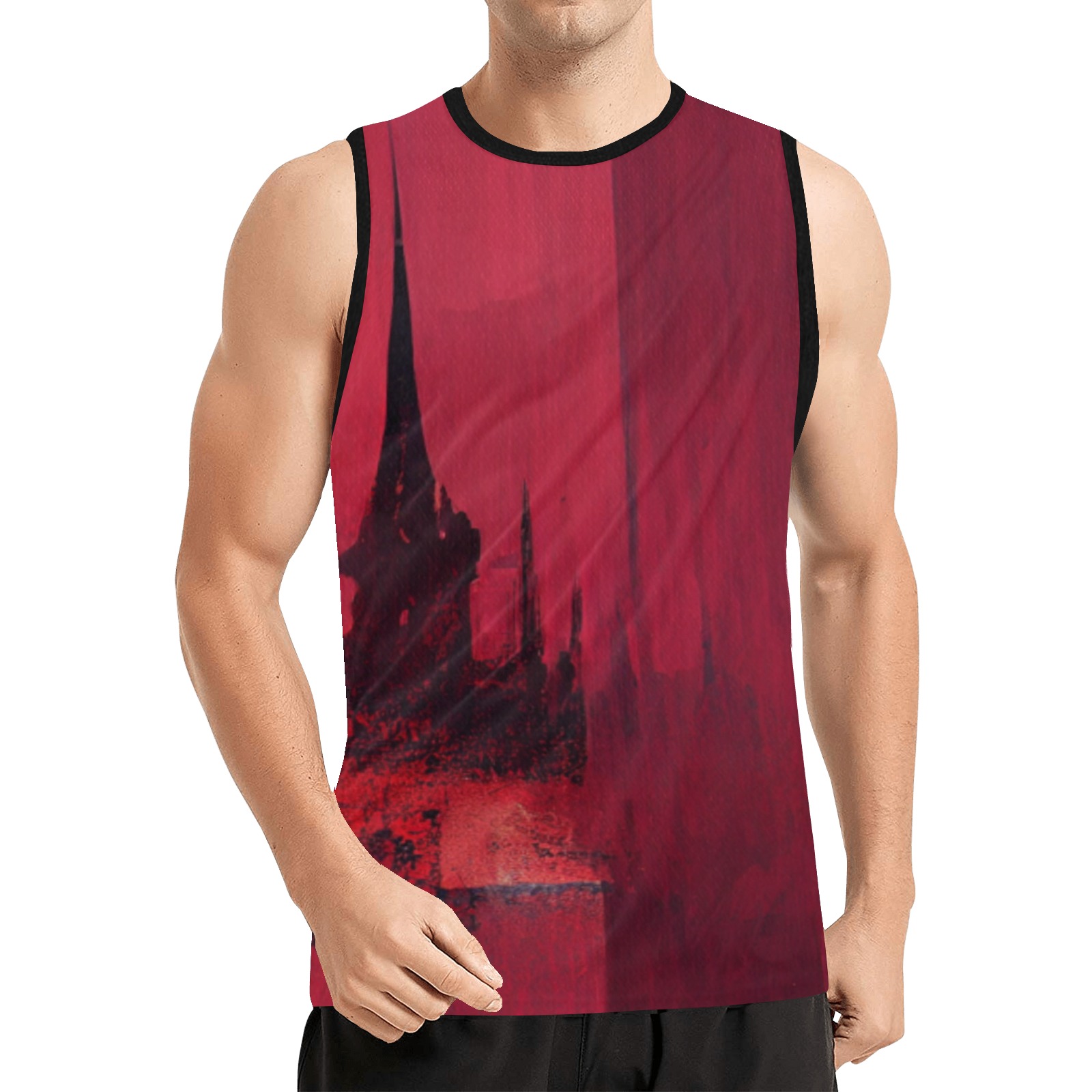 graffiti building's, red All Over Print Basketball Jersey