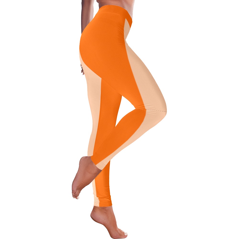orangehalf2 Women's Low Rise Leggings (Invisible Stitch) (Model L05)