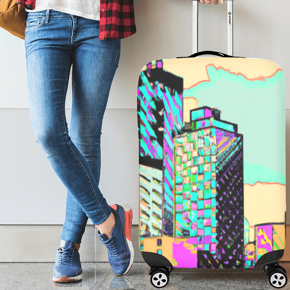 City scape in graphics Luggage Cover/Large 26"-28"