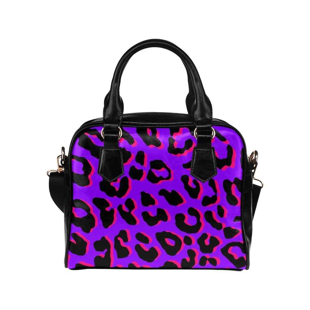 Leopard Print Purple Shoulder Handbag (Model 1634)