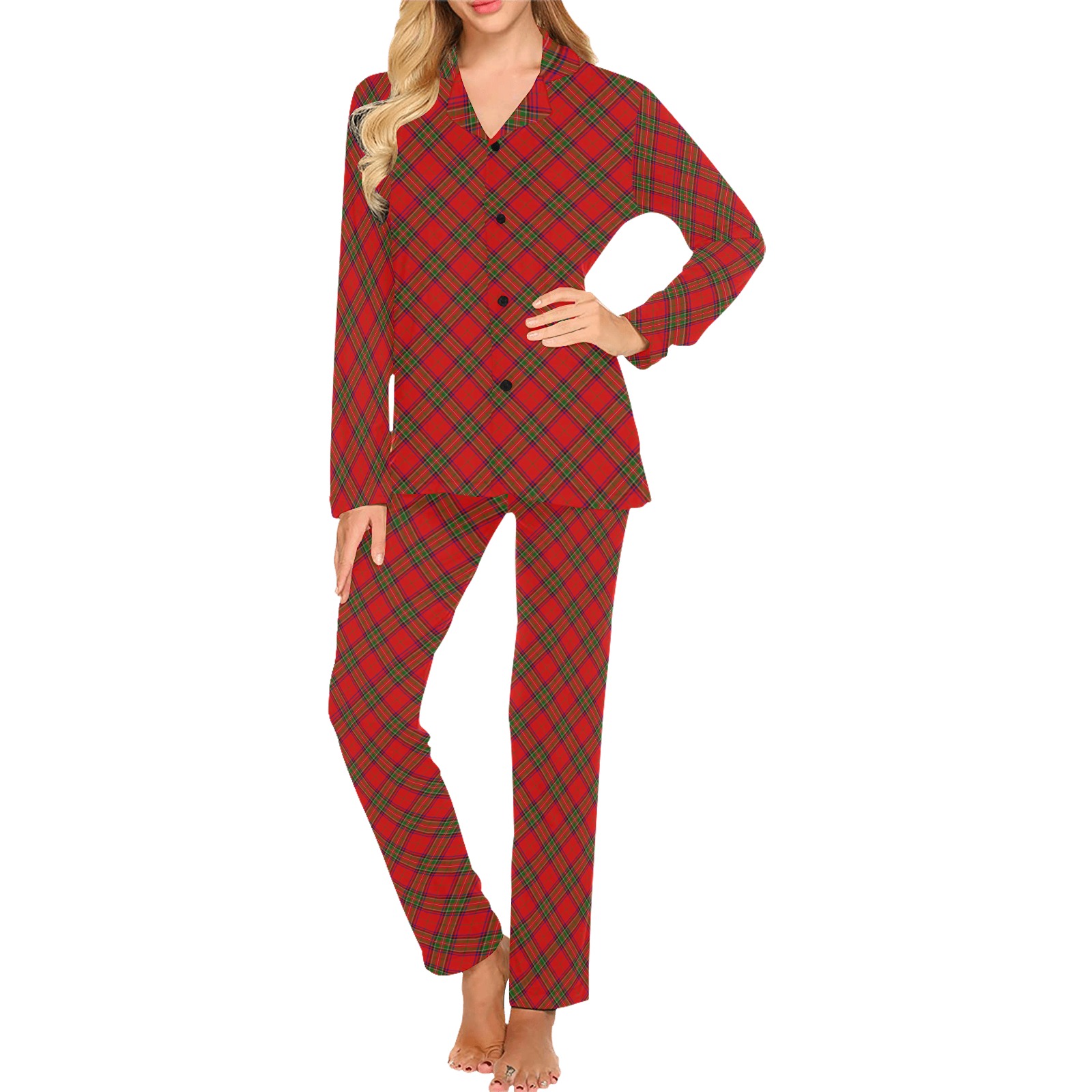 Holiday Plaid Christmas Women's Long Pajama Set