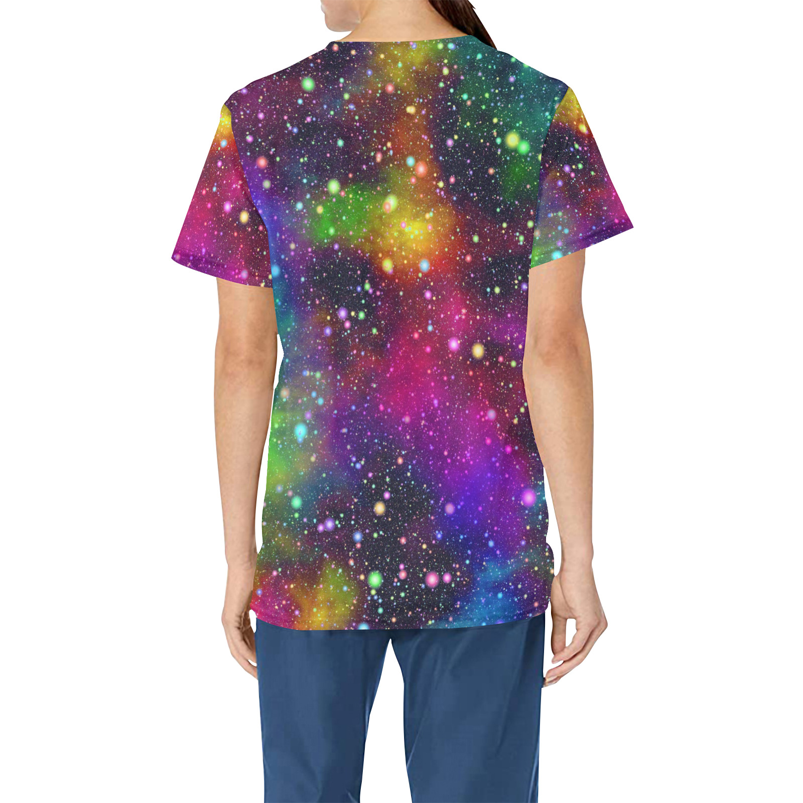Rainbow Space Galaxy Children's Ward All Over Print Scrub Top