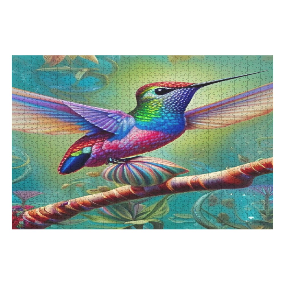 Colorful Hummingbird 1000-Piece Wooden Photo Puzzles