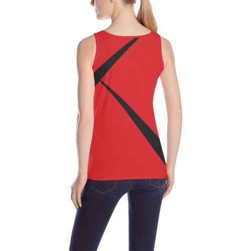 Sexy Red and Black All Over Print Tank Top for Women (Model T43)