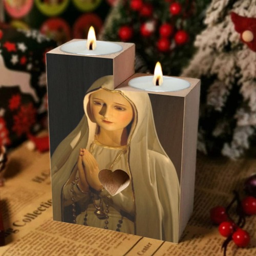 Virgin Mary 26 Wooden Candle Holder (Without Candle)