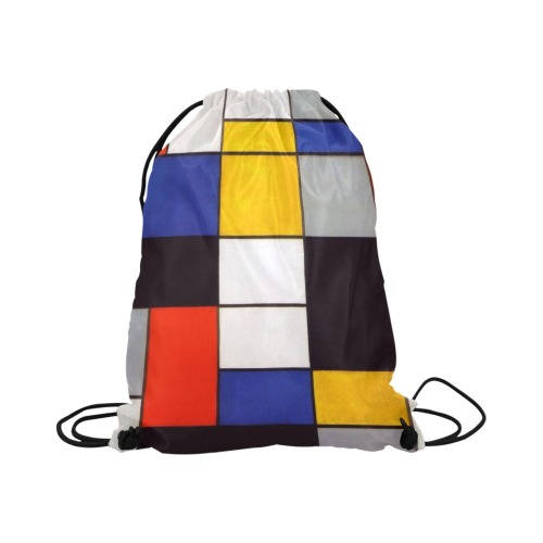 Composition A by Piet Mondrian Large Drawstring Bag Model 1604 (Twin Sides)  16.5"(W) * 19.3"(H)