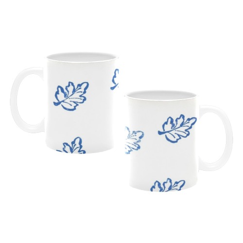 Blue Leaves Pattern Custom White Mug (11OZ)