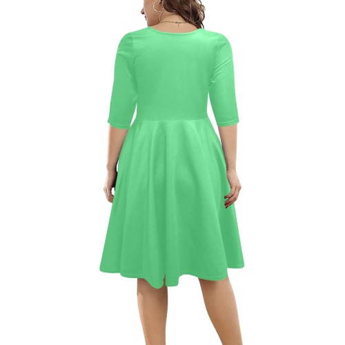 color Paris green Half Sleeve Skater Dress (Model D61)