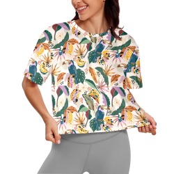 Toucans in wild tropical nature Women's Cropped T-shirt (Model T80)