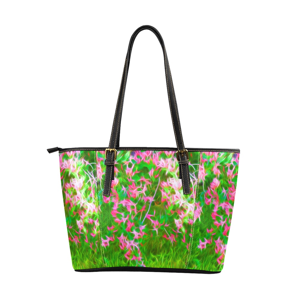 Honeysuckle Abstract Leather Tote Bag/Large (Model 1640)