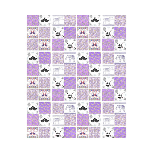 Purple Paisley Birds and Animals Patchwork Design Duvet Cover 86"x70" ( All-over-print)