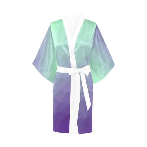 Purple green ombre gradient geometric mesh pattern Kimono Robe