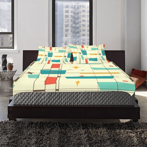 Mid_century_modern_abstract shapes 3-Piece Bedding Set