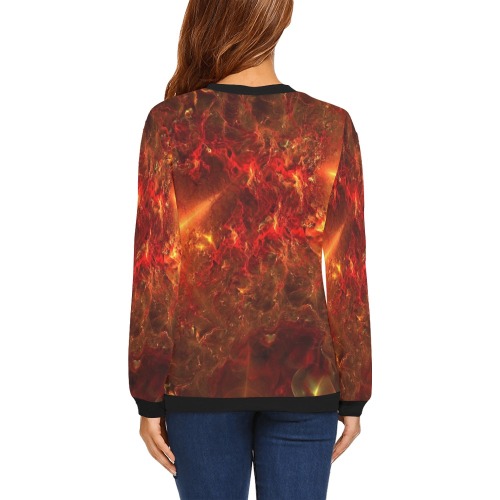 Fire All Over Print Crewneck Sweatshirt for Women (Model H18)