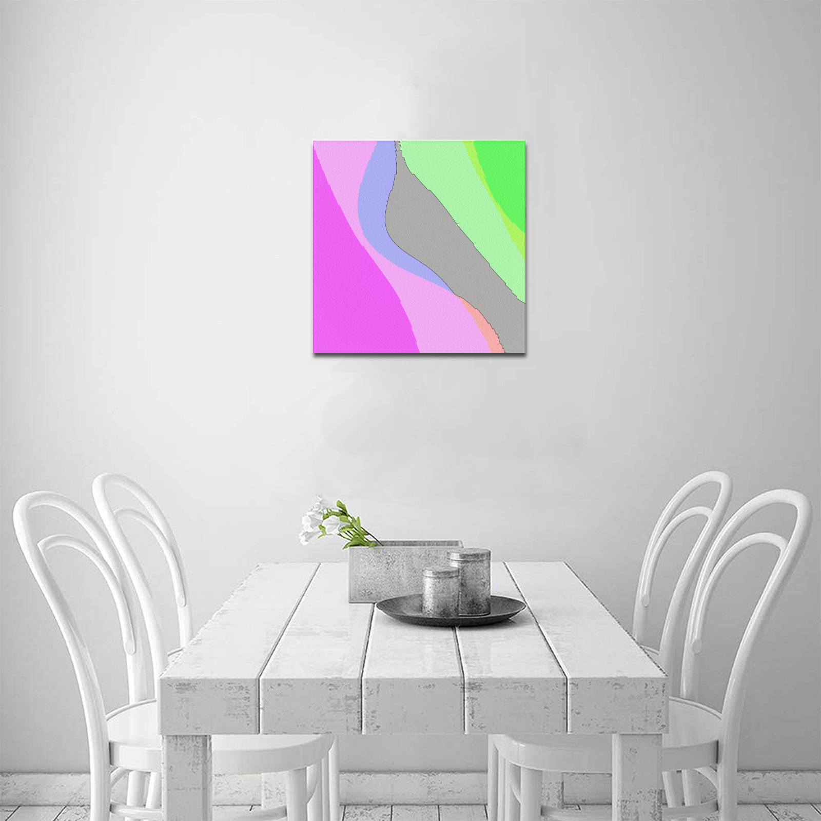 Abstract 703 - Retro Groovy Pink And Green Frame Canvas Print 16"x16"