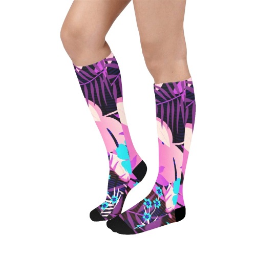 GROOVY FUNK THING FLORAL PURPLE Over-The-Calf Socks