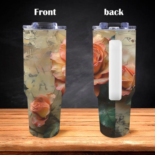 Floral Style 2 40oz Tumbler with White Handle