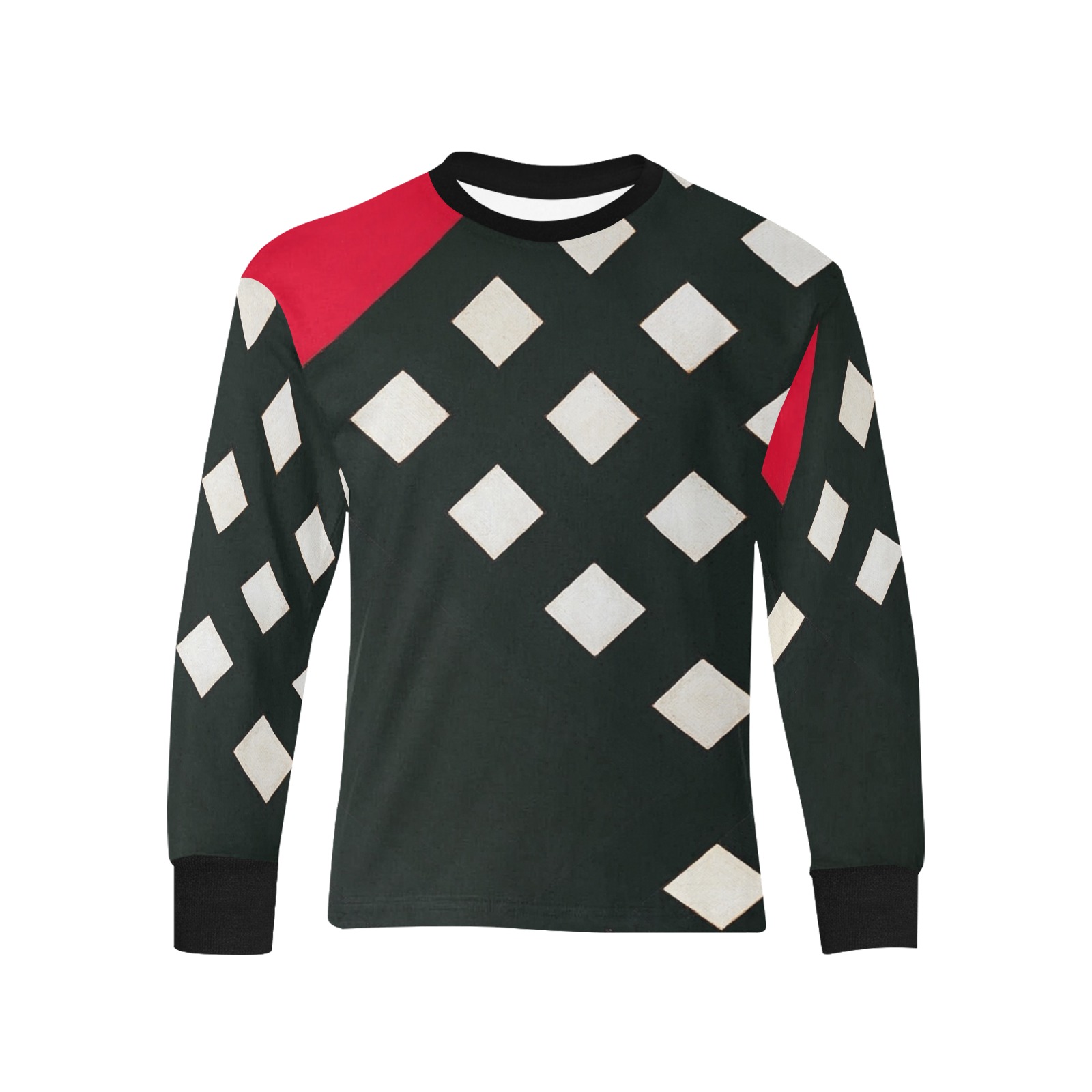 Counter-composition XV by Theo van Doesburg- Kids' Rib Cuff Long Sleeve T-shirt (Model T64)