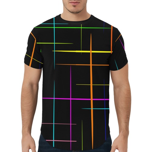 colorhappens Men's All Over Print Curved Hem T-Shirt (Model T76)
