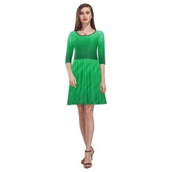 green wavespike Tethys Half-Sleeve Skater Dress(Model D20)