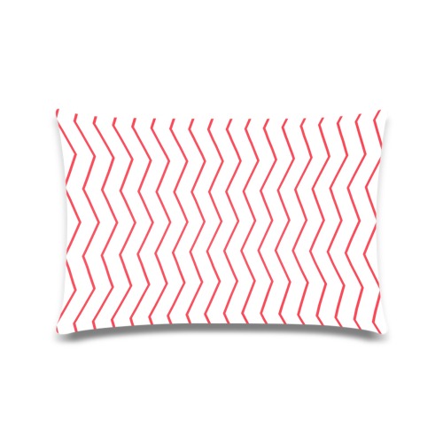 White red chevron vertical lines pattern Custom Rectangle Pillow Case 16"x24" (one side)