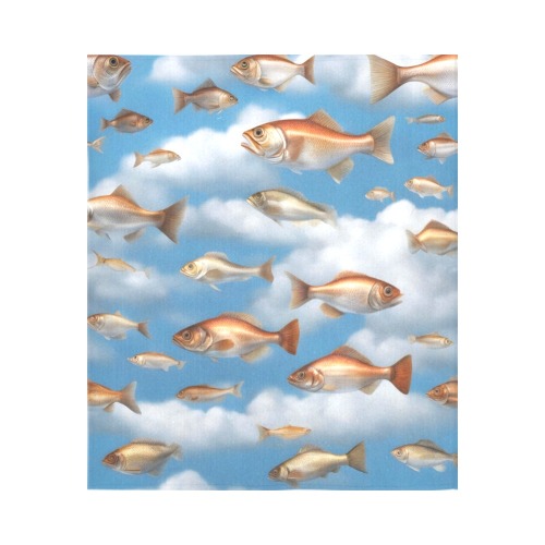Raining Fish Cotton Linen Wall Tapestry 51"x 60"