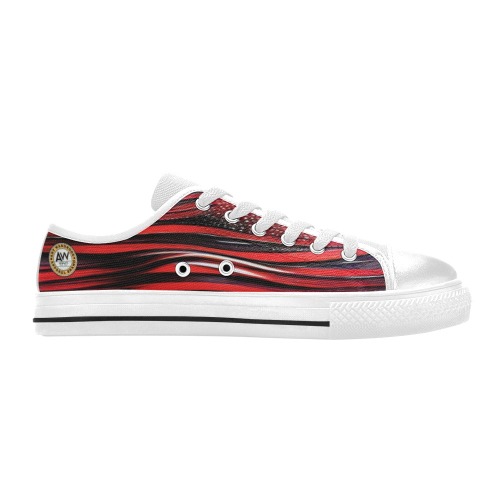red curved pattern Men's Classic Canvas Shoes (Model 018)