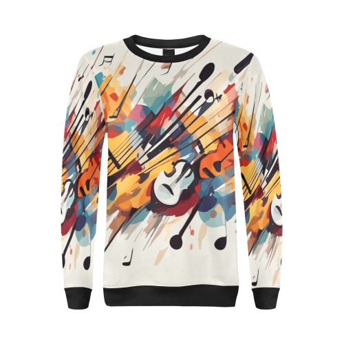 Nice abstract art of colorful musical instruments All Over Print Crewneck Sweatshirt for Women (Model H18)