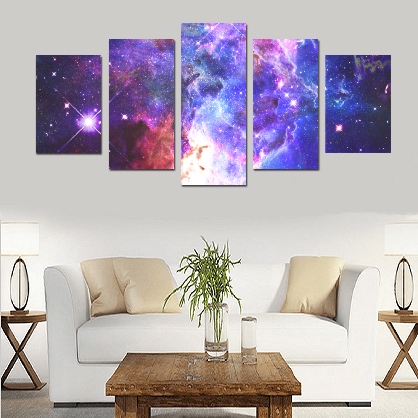 Mystical fantasy deep galaxy space - Interstellar cosmic dust Canvas Print Sets D (No Frame)