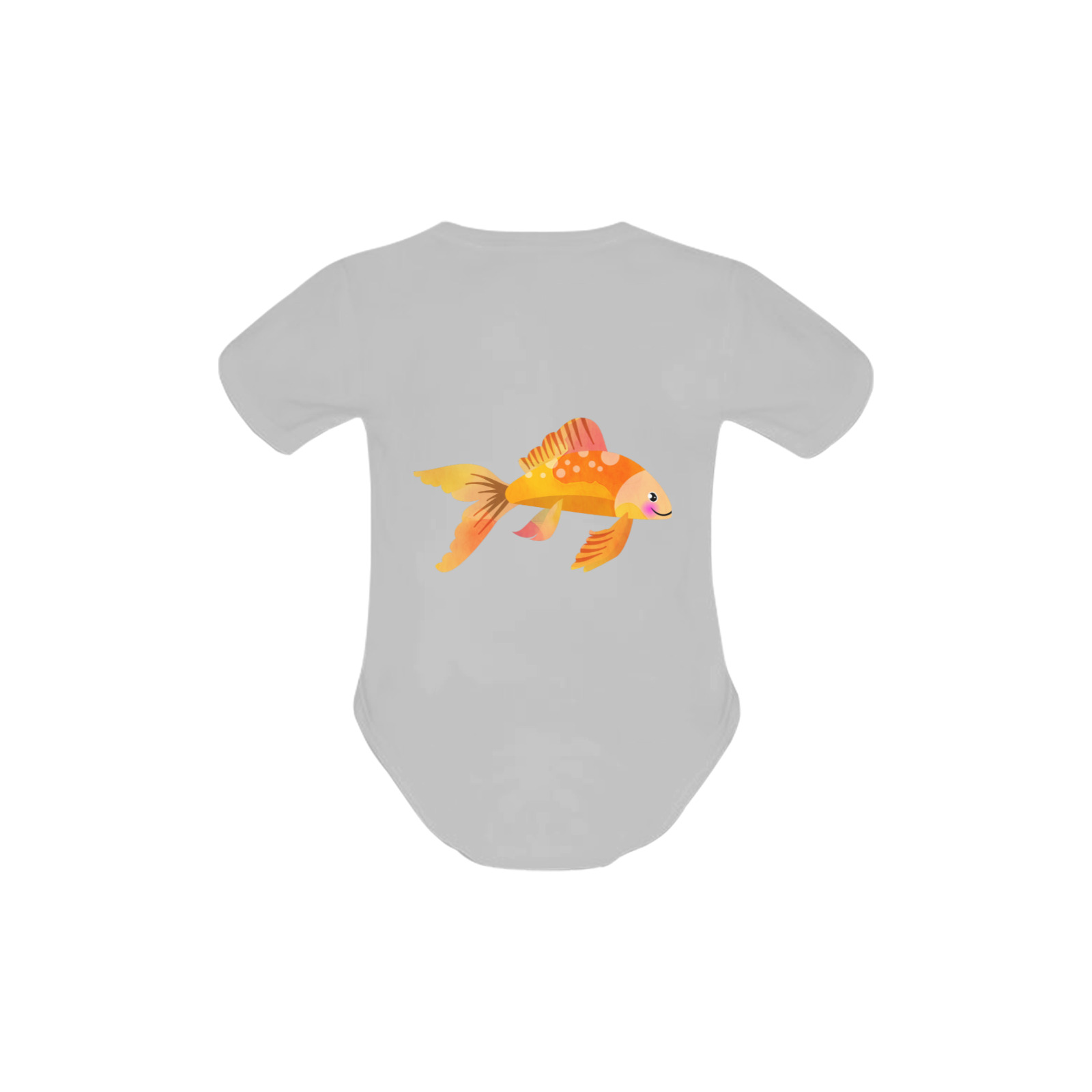 Fancy Aquarium Koi Gold Fish Cartoon Baby Powder Organic Short Sleeve One Piece (Model T28)