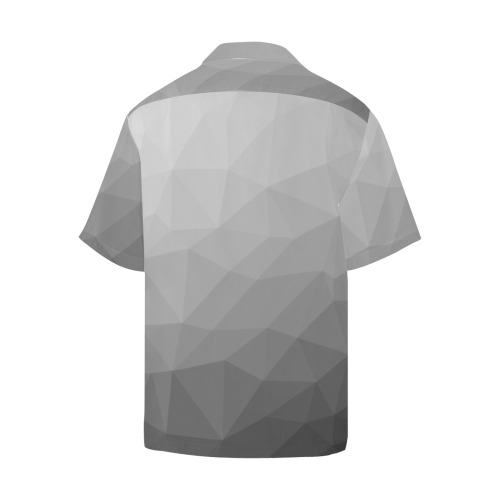 Grey Gradient Geometric Mesh Pattern Hawaiian Shirt (Model T58)