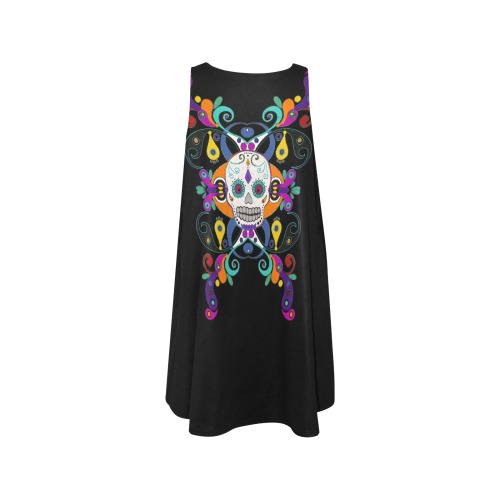Día De Los Muertos Skull Ornaments Sleeveless A-Line Pocket Dress (Model D57)