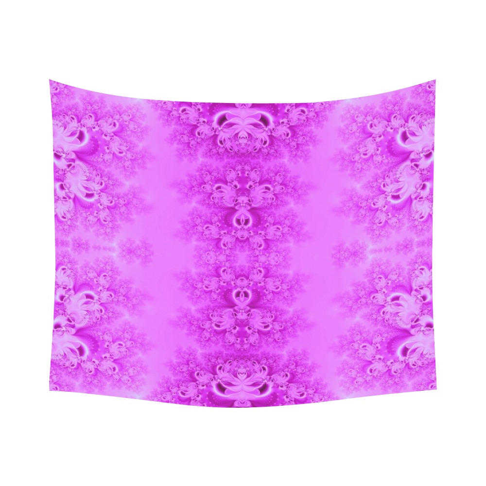 Soft Violet Flowers Frost Fractal Polyester Peach Skin Wall Tapestry 60"x 51"