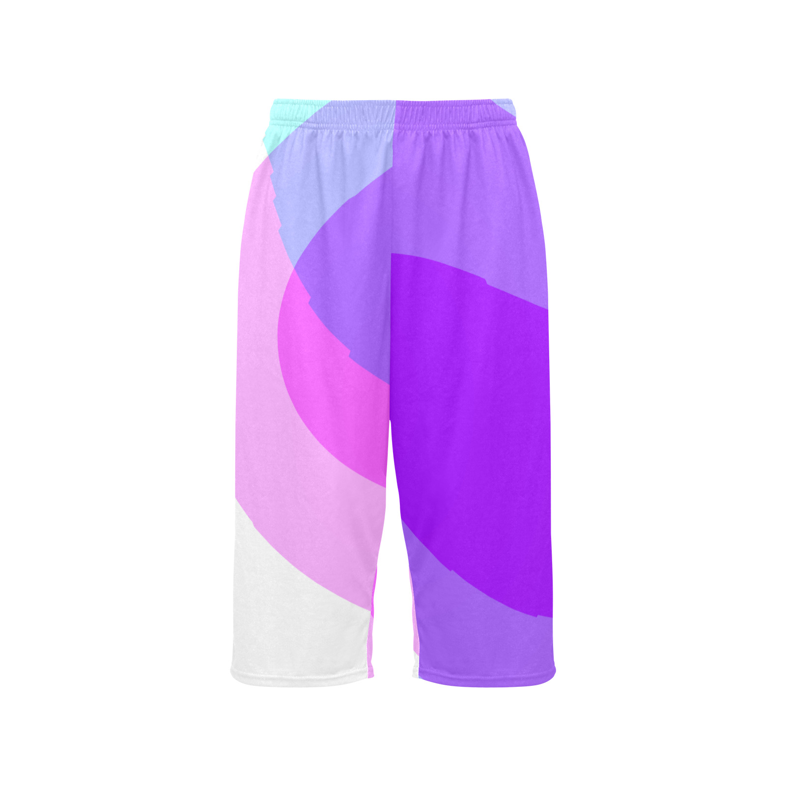 Purple Retro Groovy Abstract 409 Cropped Pajama Pants (Model L66)