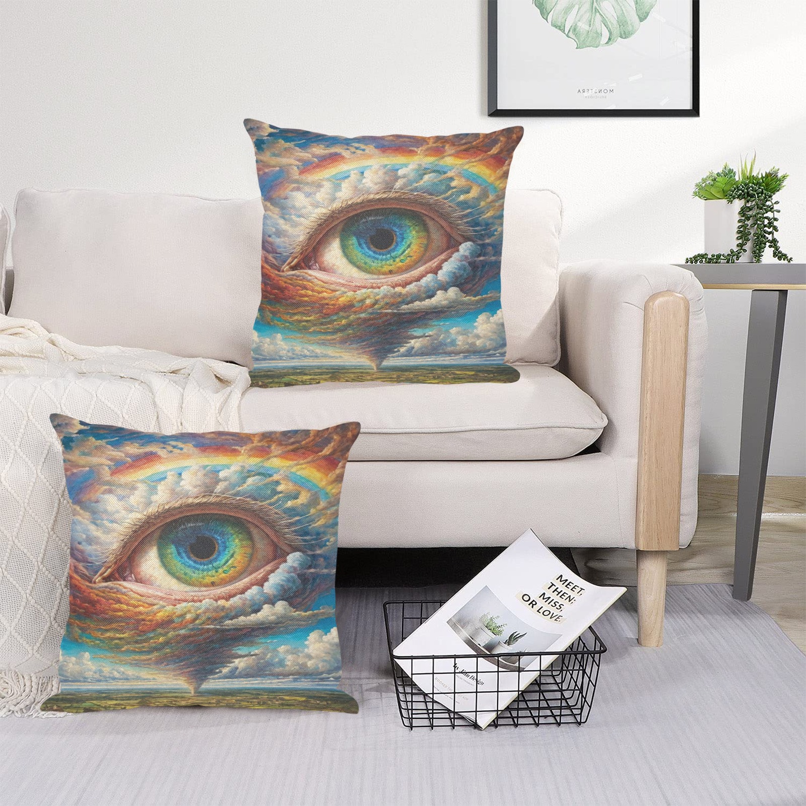Eye Of The Storm Linen Zippered Pillowcase 18"x18"(Two Sides&Pack of 2)