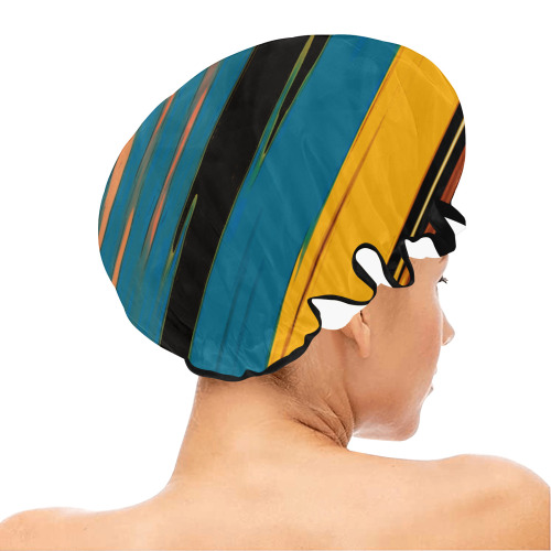 Black Turquoise And Orange Go! Abstract Art Shower Cap