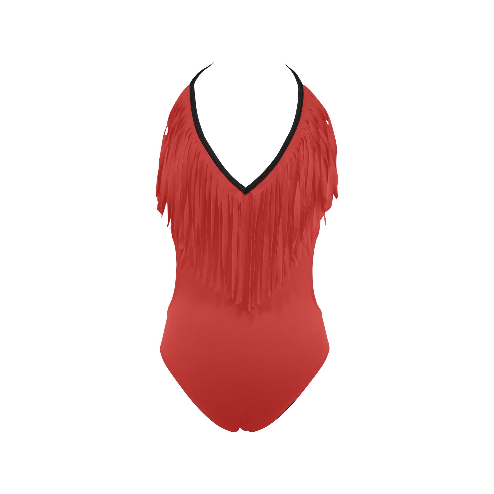 Red fringed Swimsuit Women's Fringe Swimsuit (Model S32)