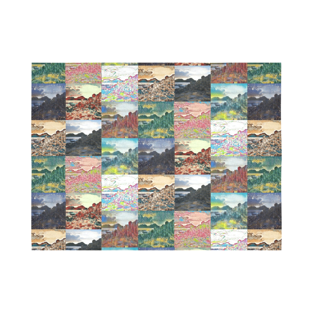 The Giant's Causeway, County Antrim, Northern Ireland Collage Cotton Linen Wall Tapestry 80"x 60"
