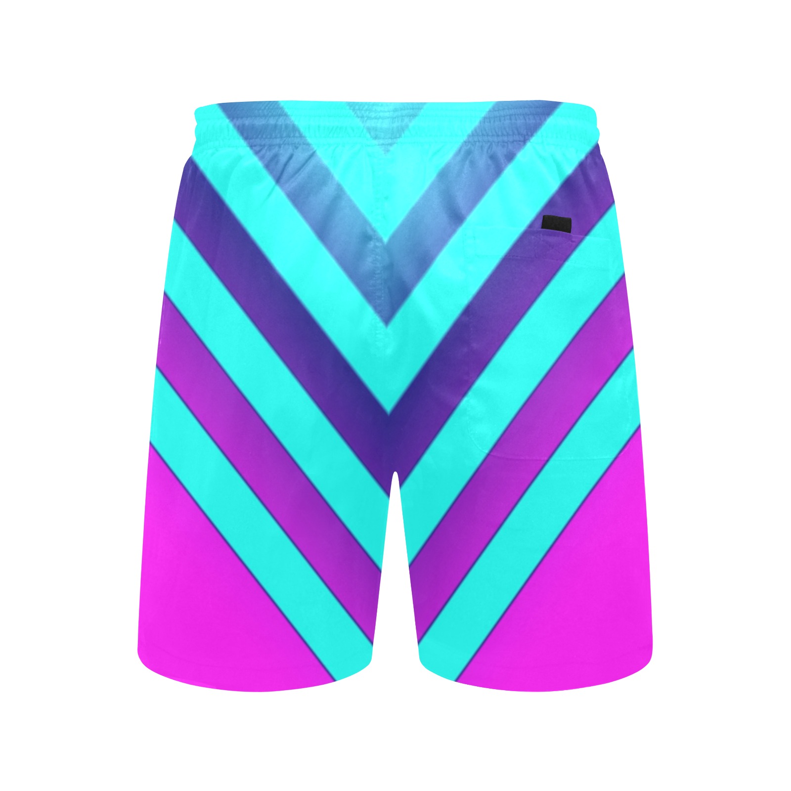 Pink & Aqua Chevron Men's Mid-Length Beach Shorts (Model L51)