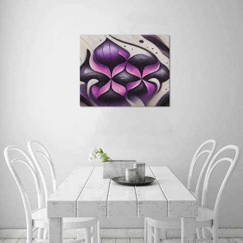purple and cream pattern Frame Canvas Print 20"x16"