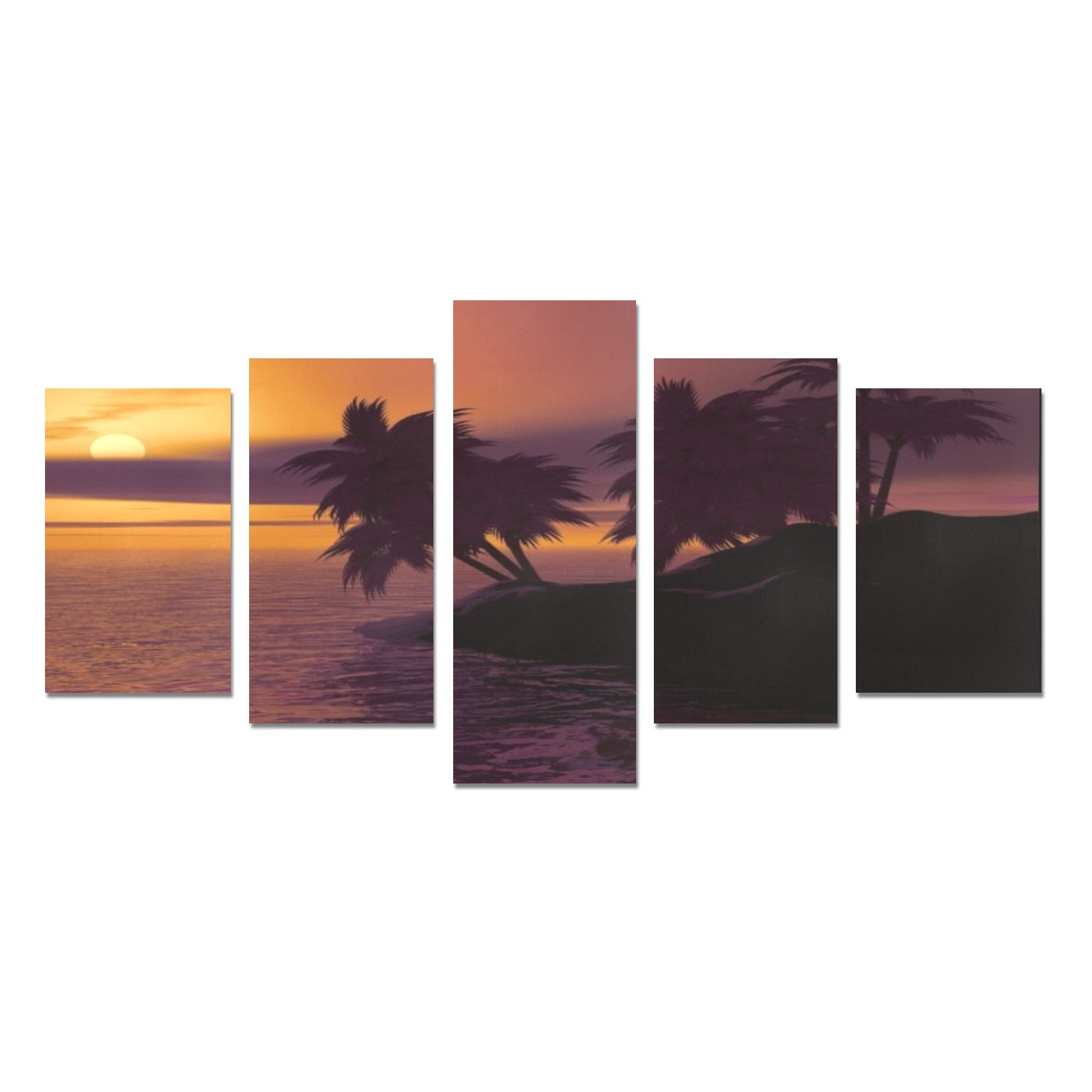 beach sunset Canvas Print Sets C (No Frame)