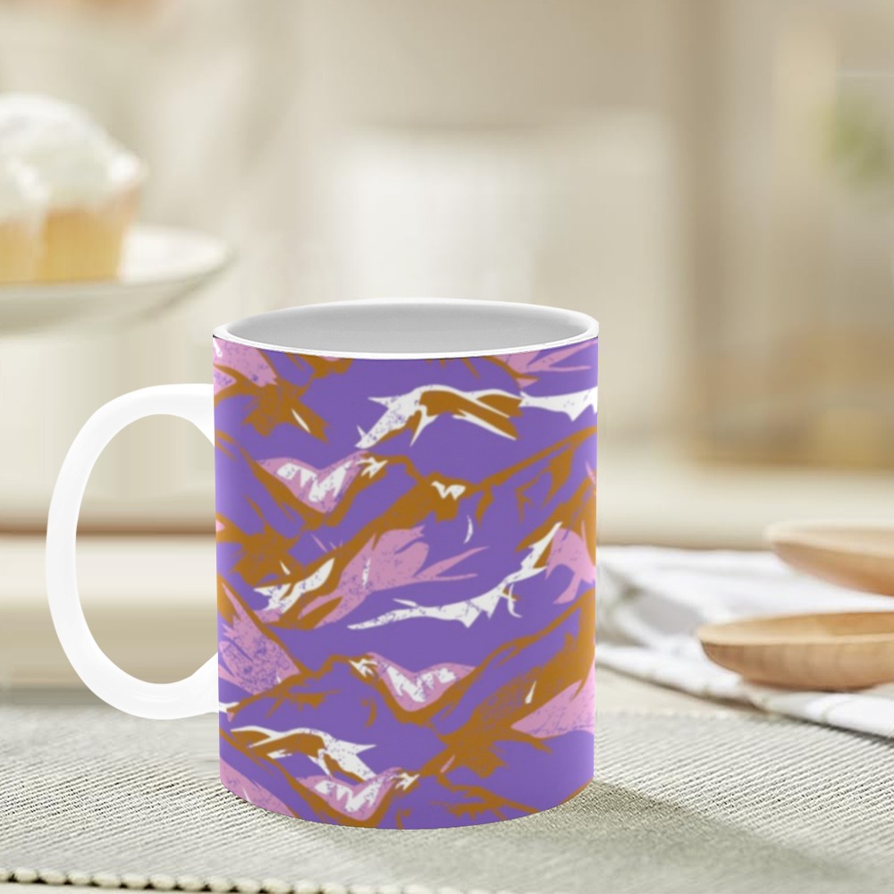 Modern lavender mountain camo White Mug(11OZ)