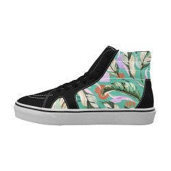 Tropical abstract shapes 58 Women's High Top Skateboarding Shoes (Model E001-1)