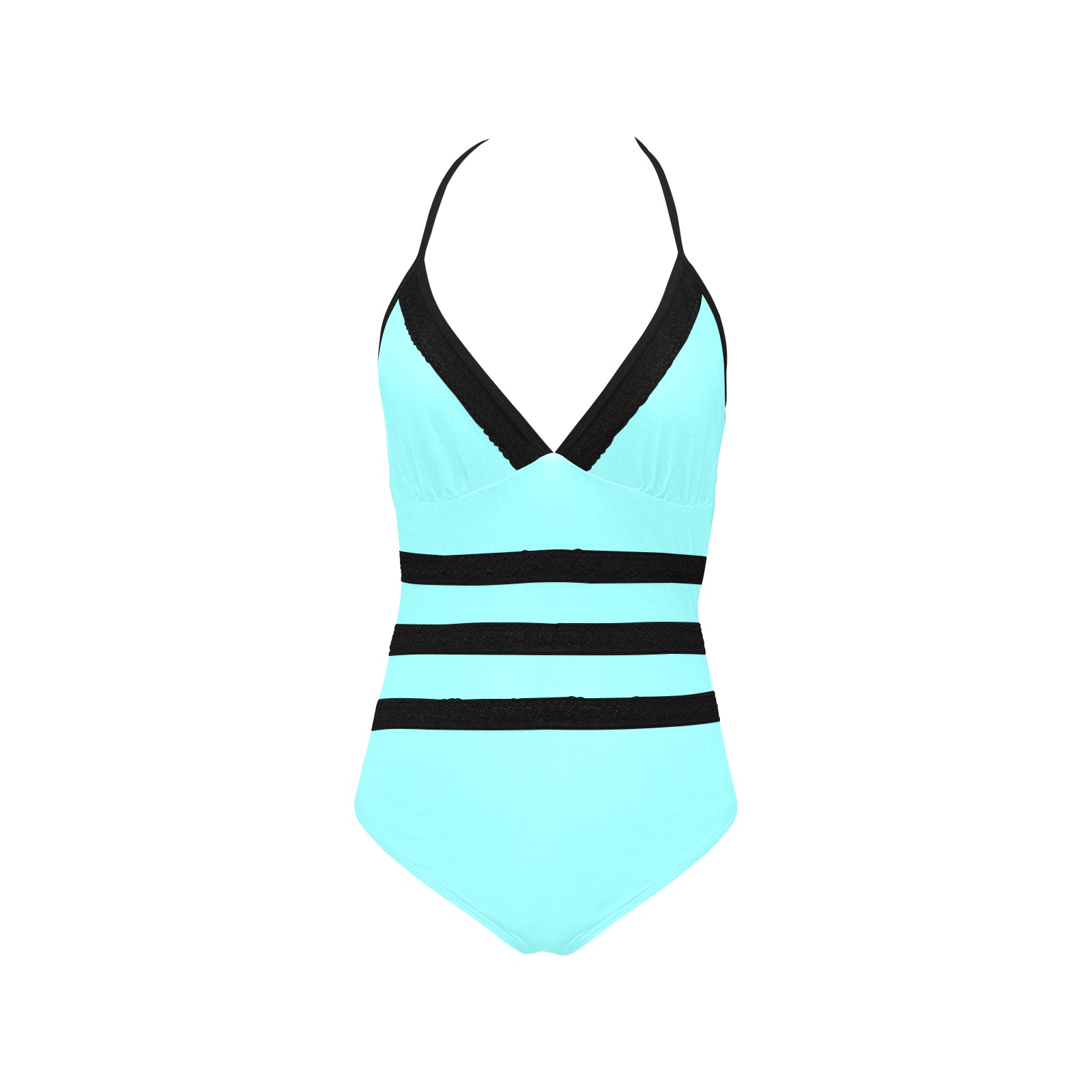 color ice blue Lace Band Embossing Swimsuit (Model S15)