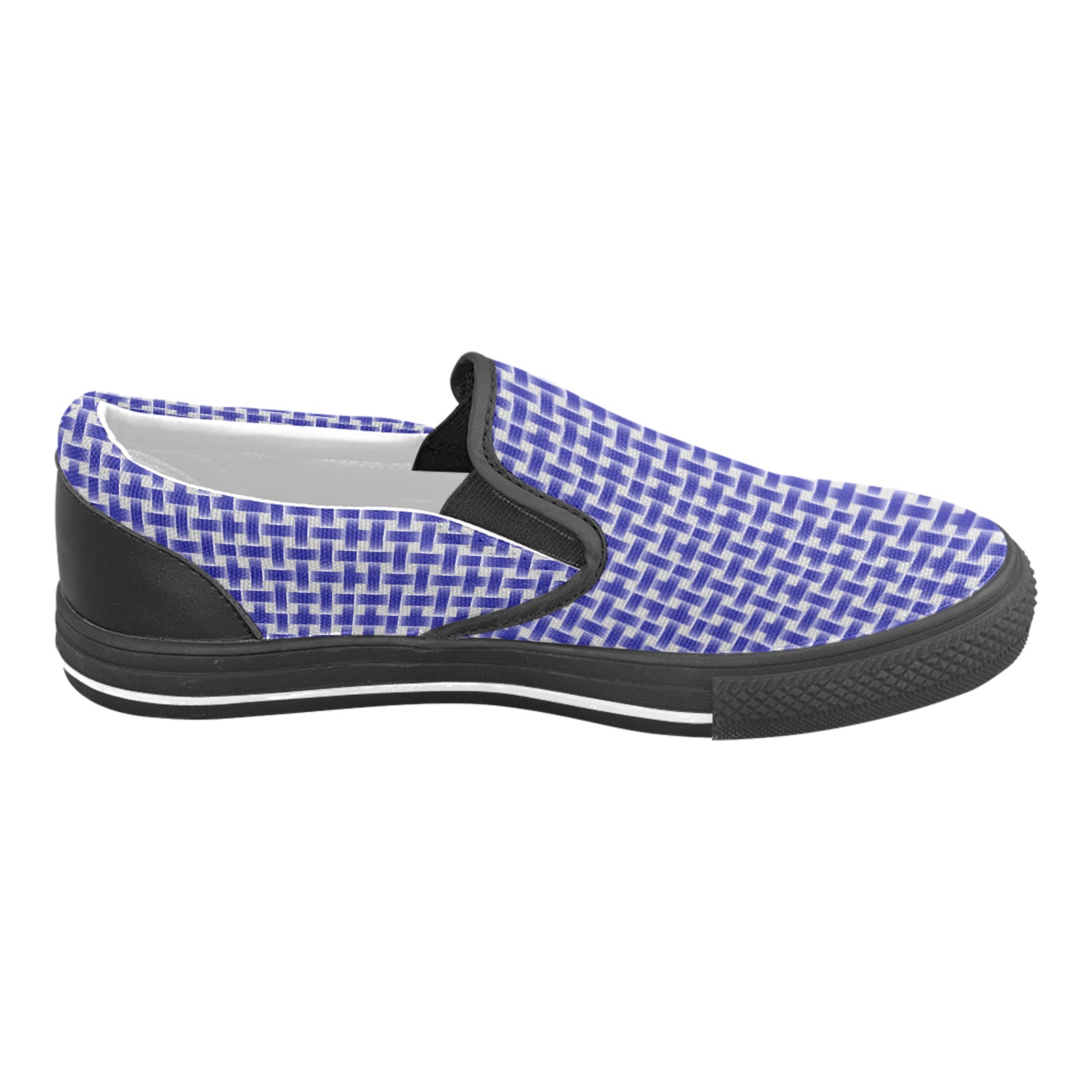 blue tile black Men's Slip-on Canvas Shoes (Model 019)