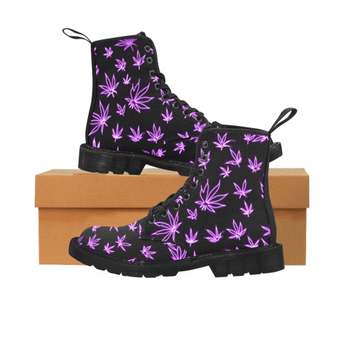 neon pot purple Martin Boots for Women (Black) (Model 1203H)