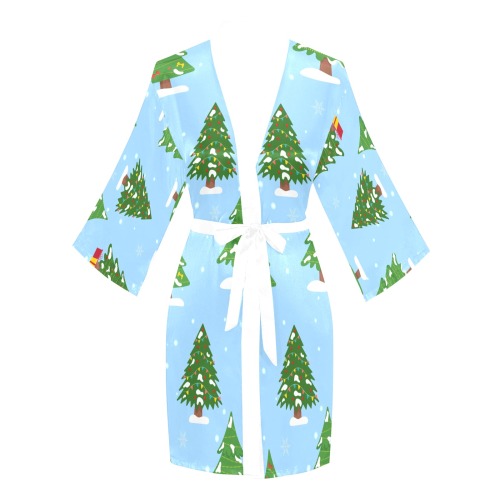 Holiday Trees Long Sleeve Kimono Robe