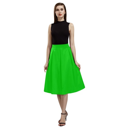 Merry Christmas Green Solid Color Mnemosyne Women's Crepe Skirt (Model D16)